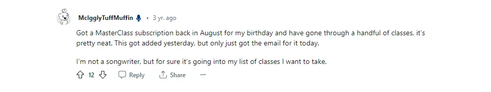St. Vincent Masterclass Reddit comment 1