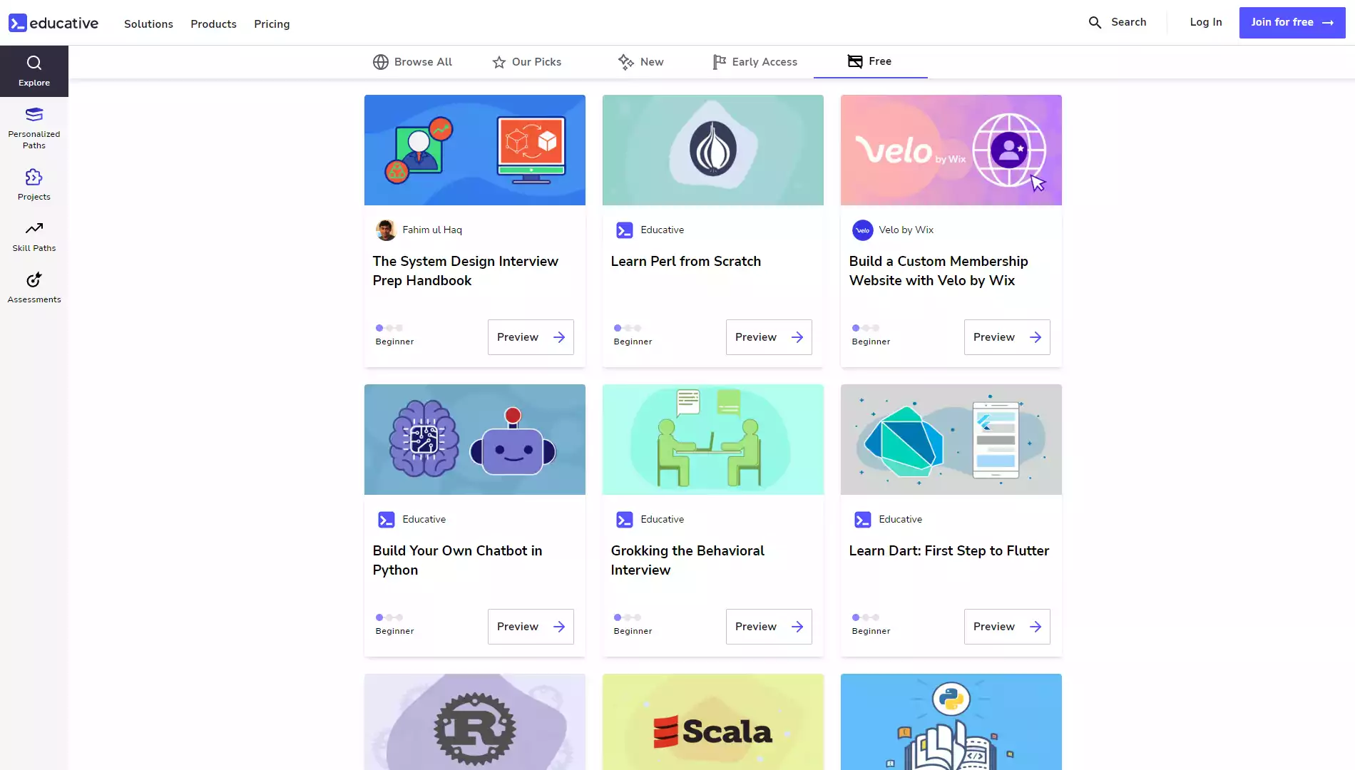 Free Educative.io courses