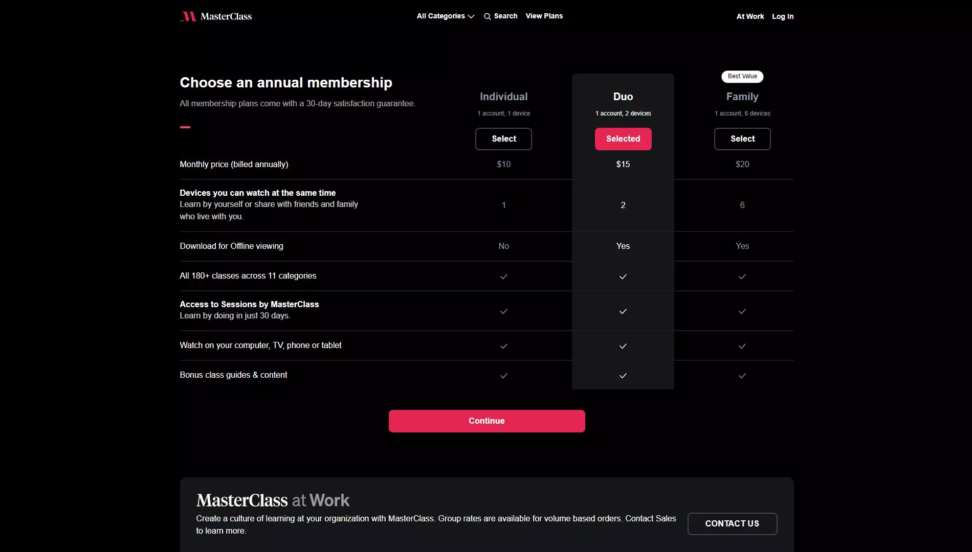 St. Vincent Masterclass pricing page