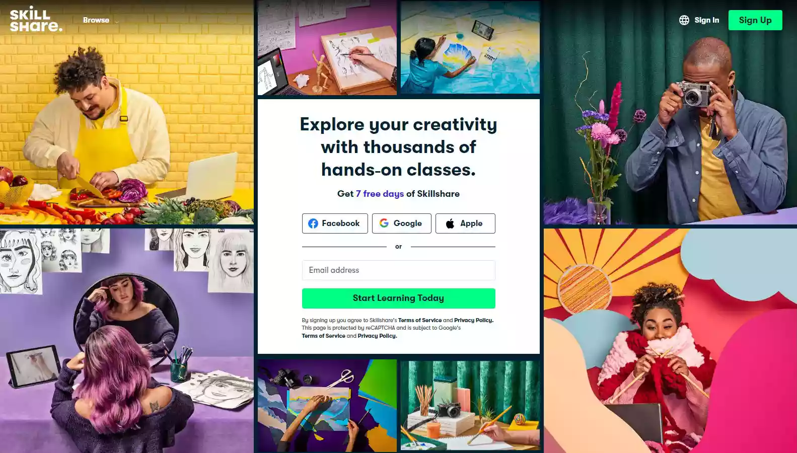 Skillshare homepage