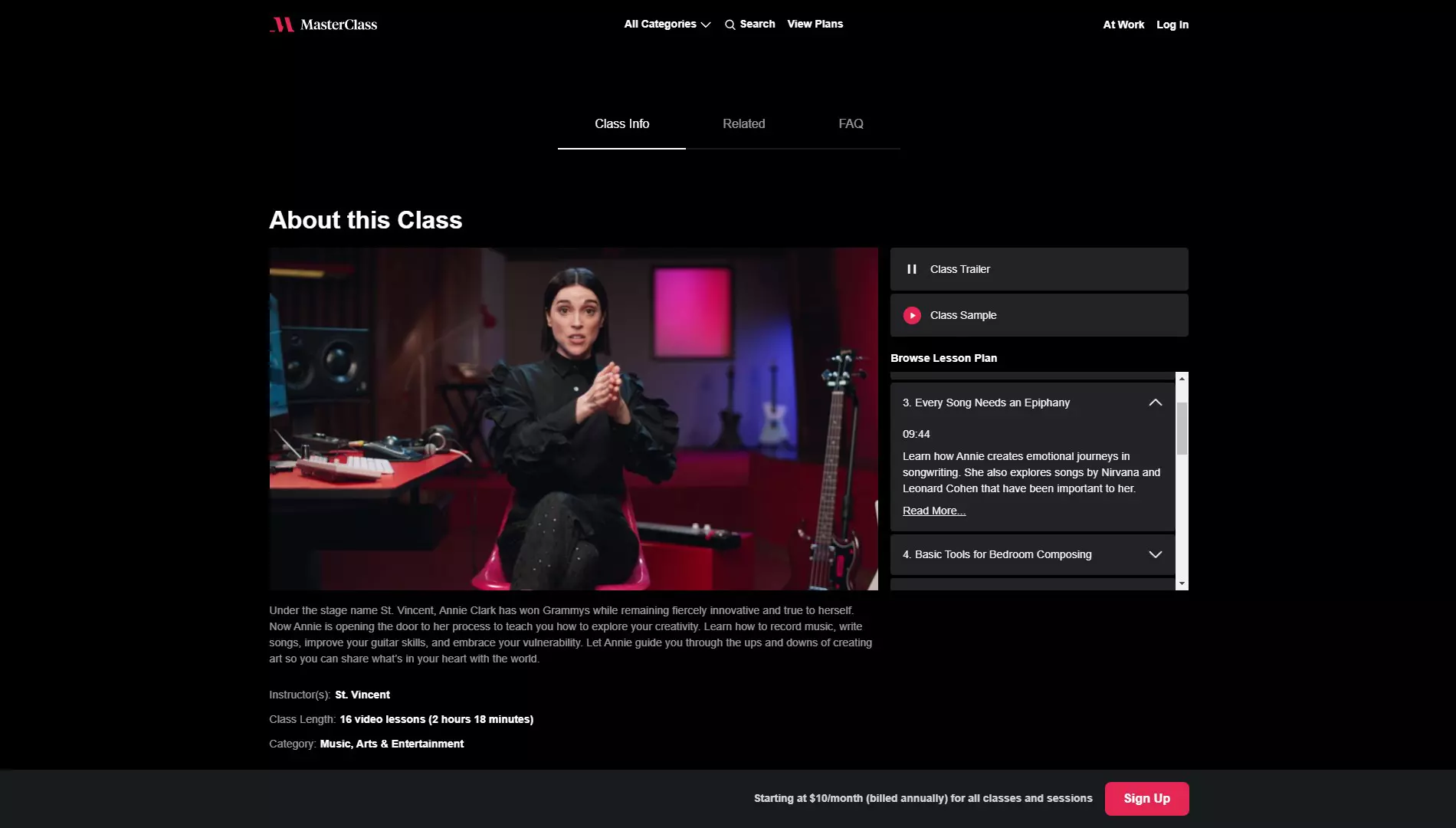 About St. Vincent Masterclass