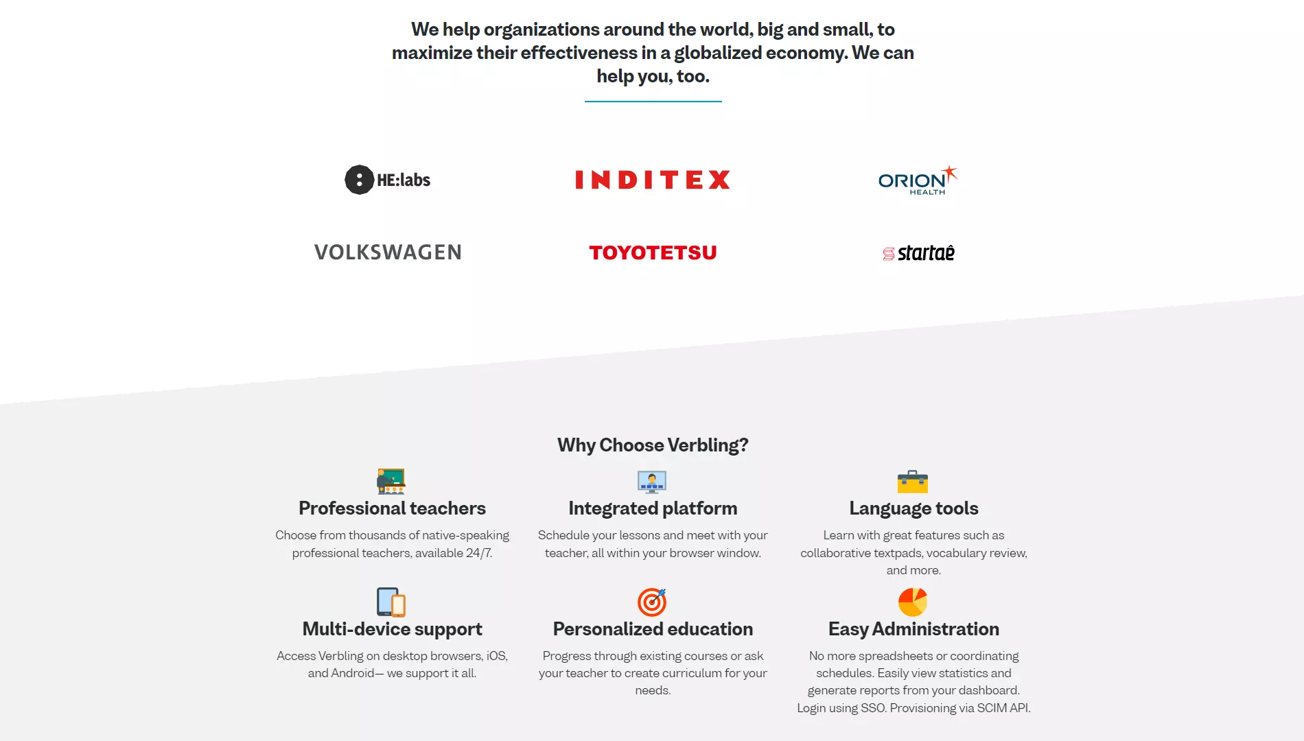 Verbling homepage