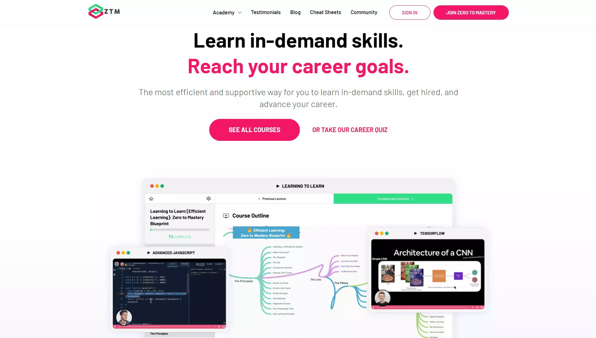 Zero To Mastery homepage
